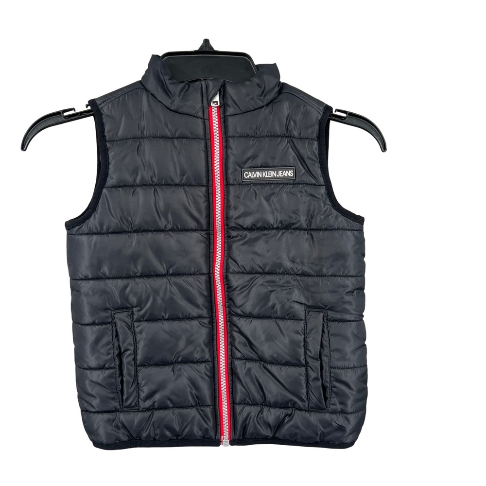 Calvin Klein Jeans Black Puffer Vest Youth Unisex Size‎ 5 Full Zip Pockets